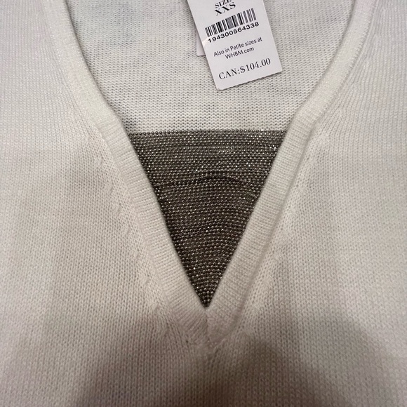 White House Black Market Women's Sweater V Neck Petite Size: XXS New Ecru NWT - Picture 5 of 9